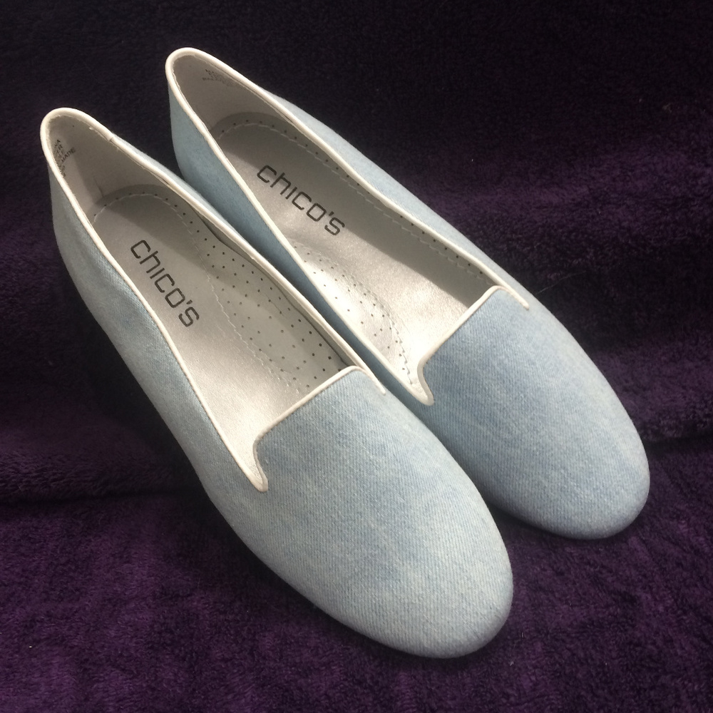 NEW Chico Chambray Denim Loafer, Slip-On, Flats. - Picture 2 of 7